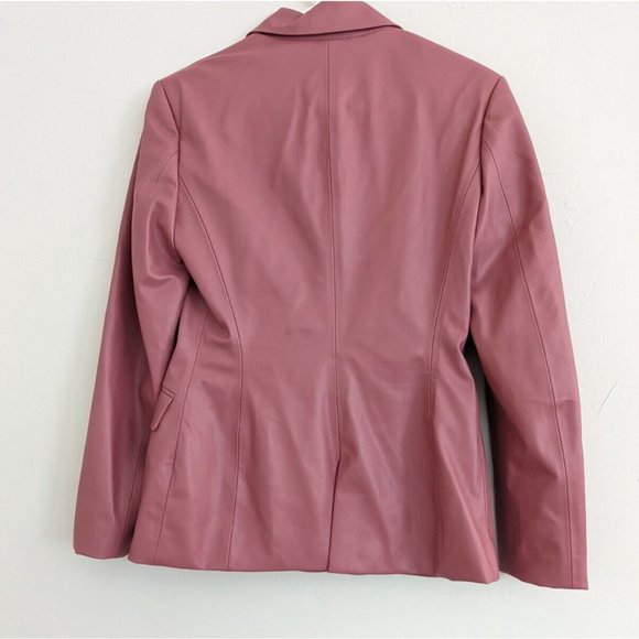 ZARA NEW WOMAN FAUX LEATHER DOUBLE-BREASTED BLAZER JACKET PINK MARSALA M,L - Picture 7 of 9